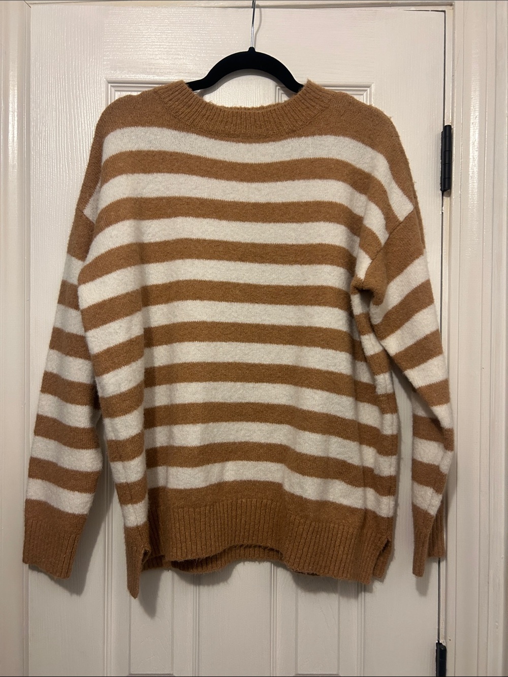 Striped Sweater in White and Tan